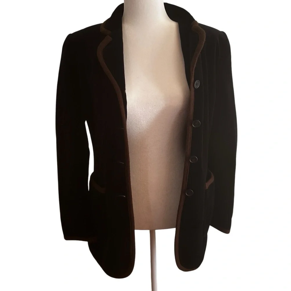 Laura Ashley Vintage Black Velvet Jacket/Blazer womens size 6 classic academia
